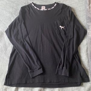 victoria’s secret pink black long sleeve shirt size large